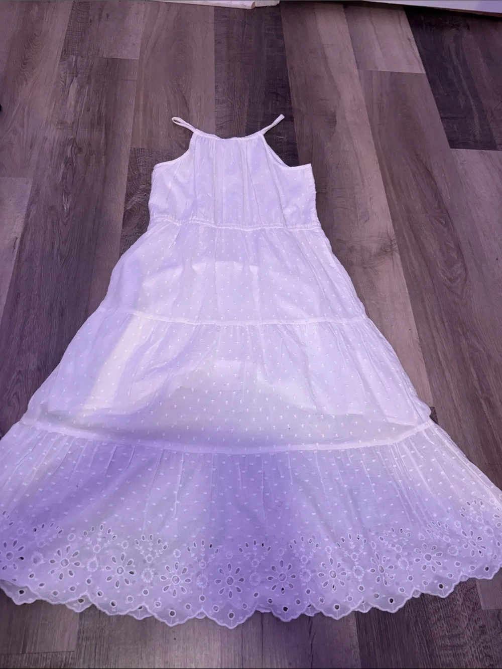 GAP White Eyelet Tiered Halter Maxi Dress NWT